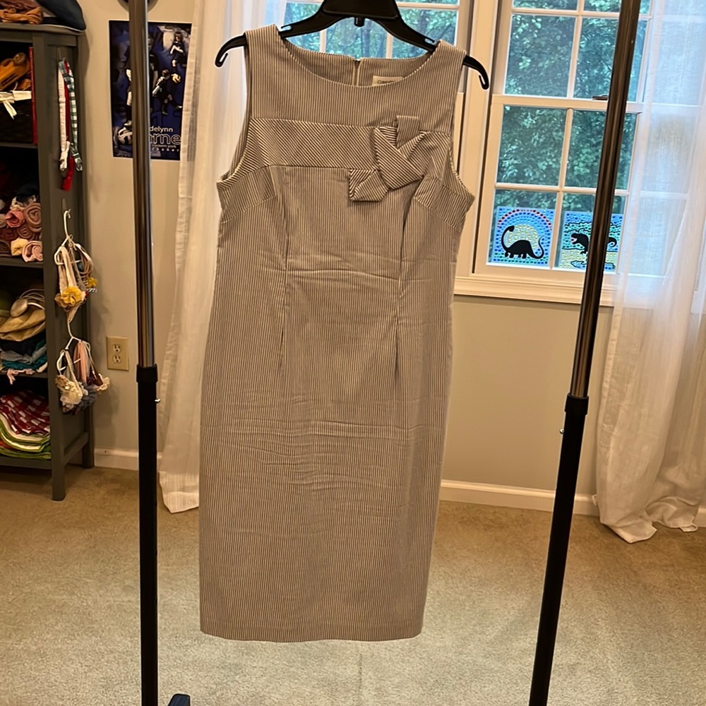Calvin Klein blue and white pinstripe dress